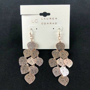 LC Lauren Conrad Earrings Copper-tone 2" Leaf Dangles